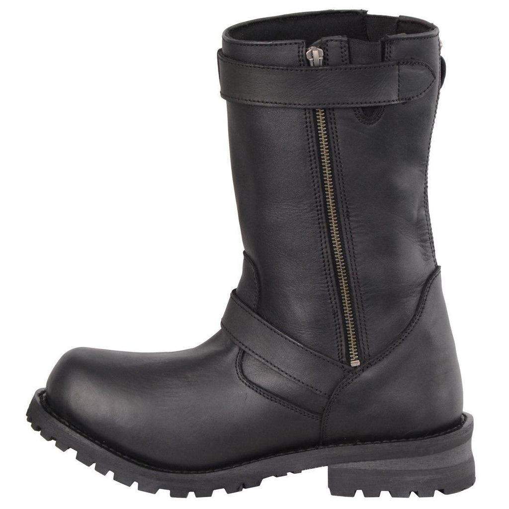 Milwaukee Leather Men's Black Leather Wide-Width 11-Inch Classic Engineer Motorcycle Boots MBM9020W