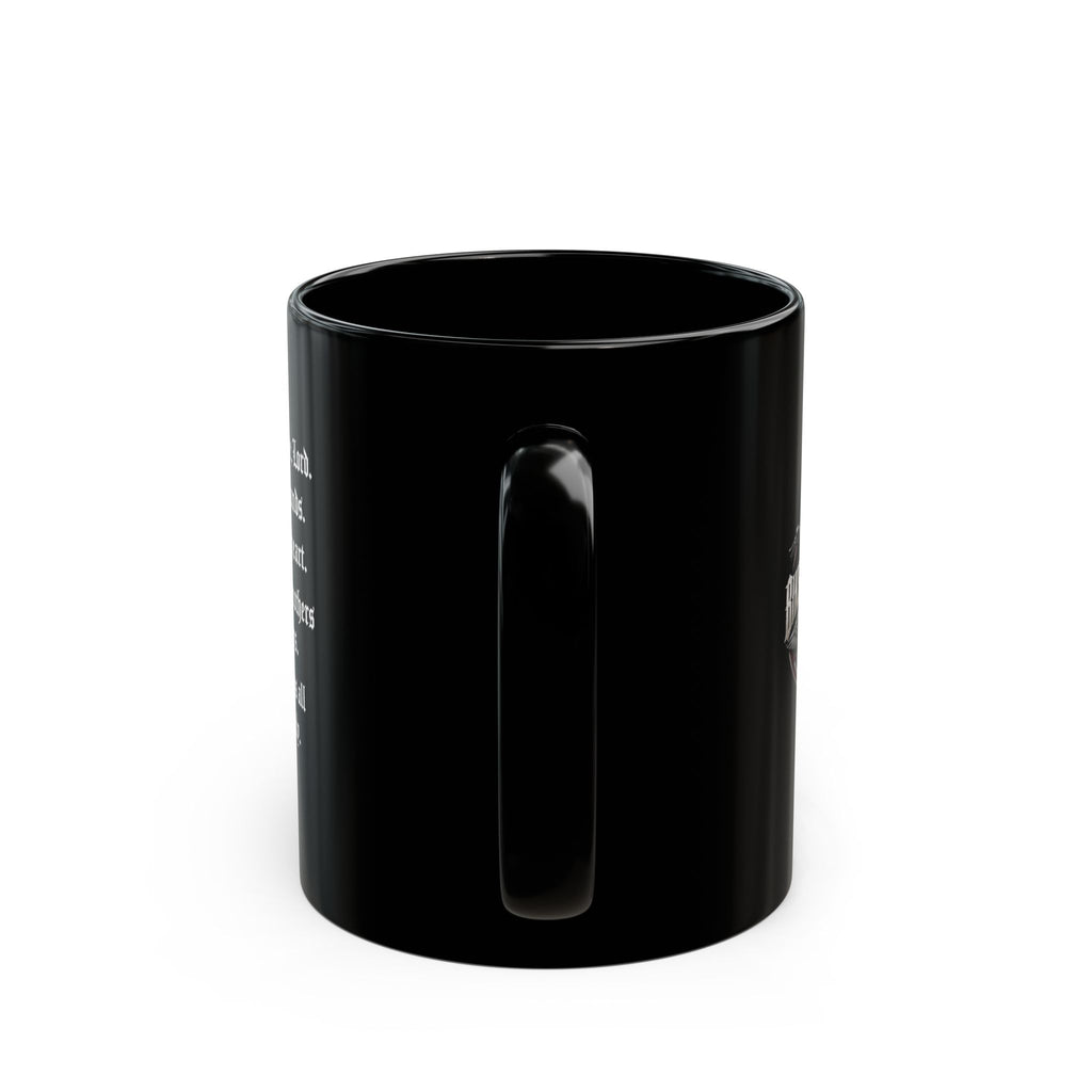 BikerThreads HQ Logo Biker Prayer Black Coffee Mug — 11oz & 15oz Motorcycle Logo Gift