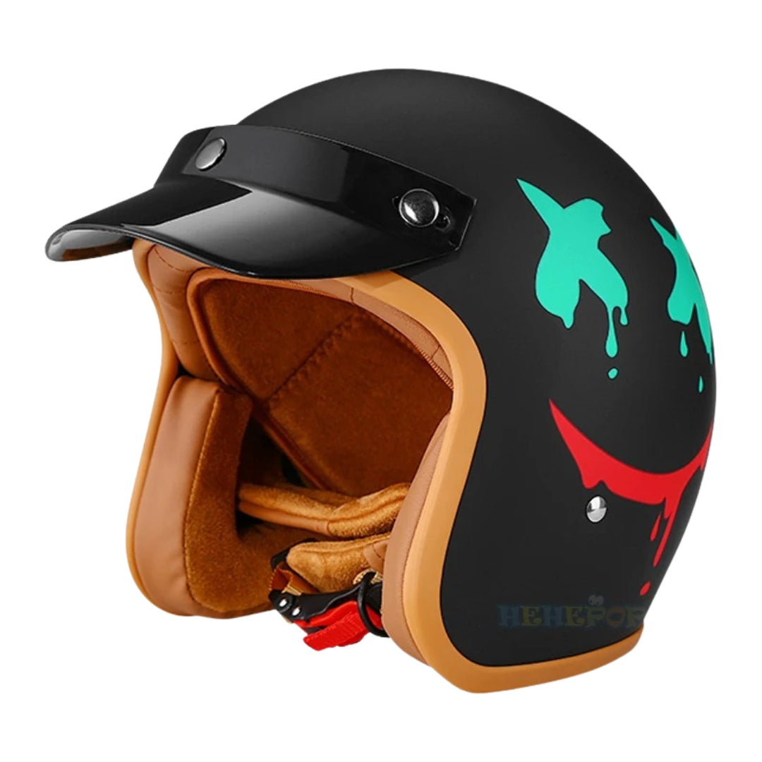 The Street King Vintage Open Face Motorcycle Helmet
