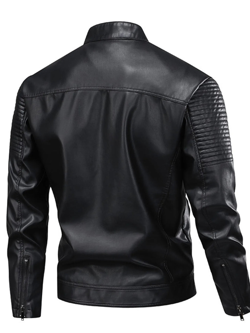 Zip Up Leather Motorcycle Jacket