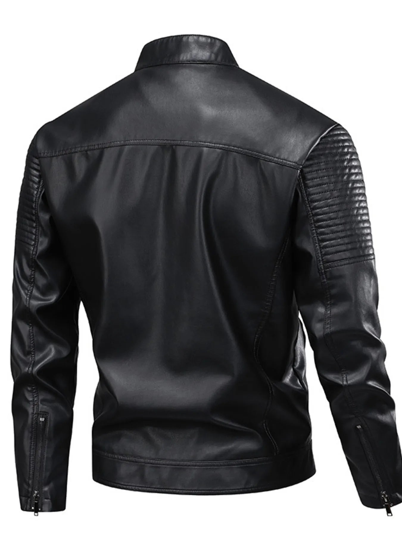 Zip Up Leather Motorcycle Jacket