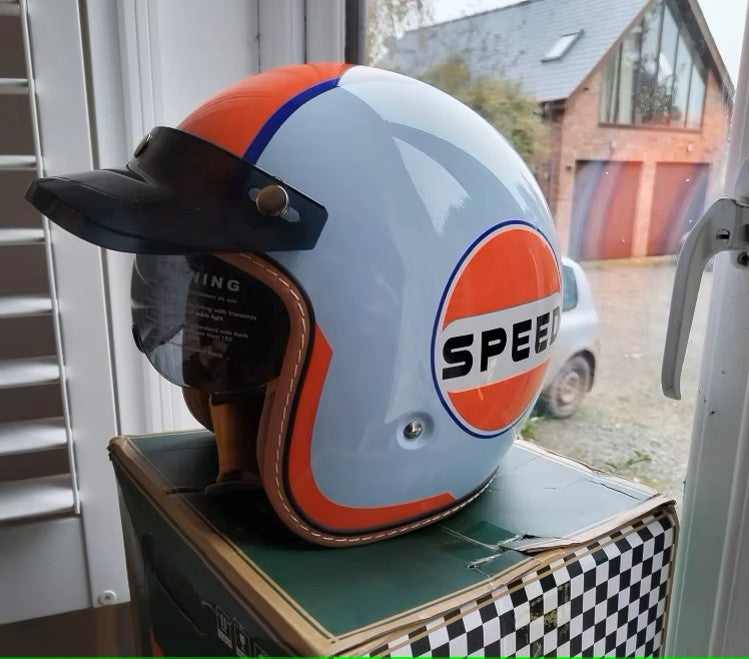 The Street King Vintage Open Face Motorcycle Helmet