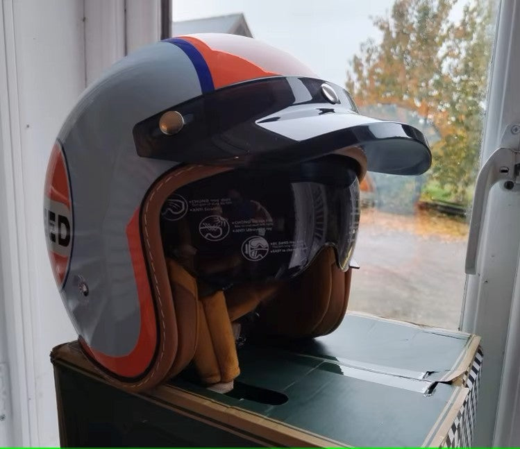 The Street King Vintage Open Face Motorcycle Helmet