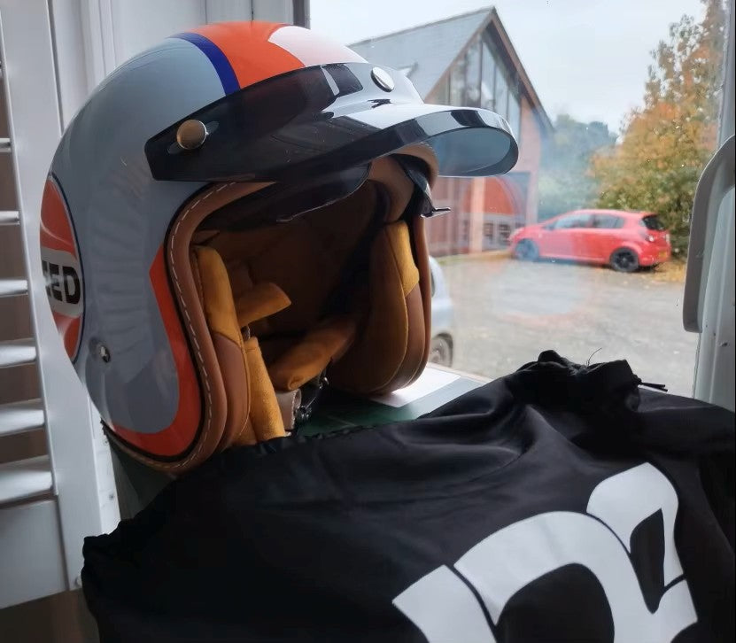 The Street King Vintage Open Face Motorcycle Helmet