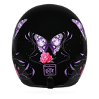 DOT Approved Daytona Cruiser Open Face Motorcycle Helmet - Men, Women & Youth - With Visor & Graphics - W/ Butterfly