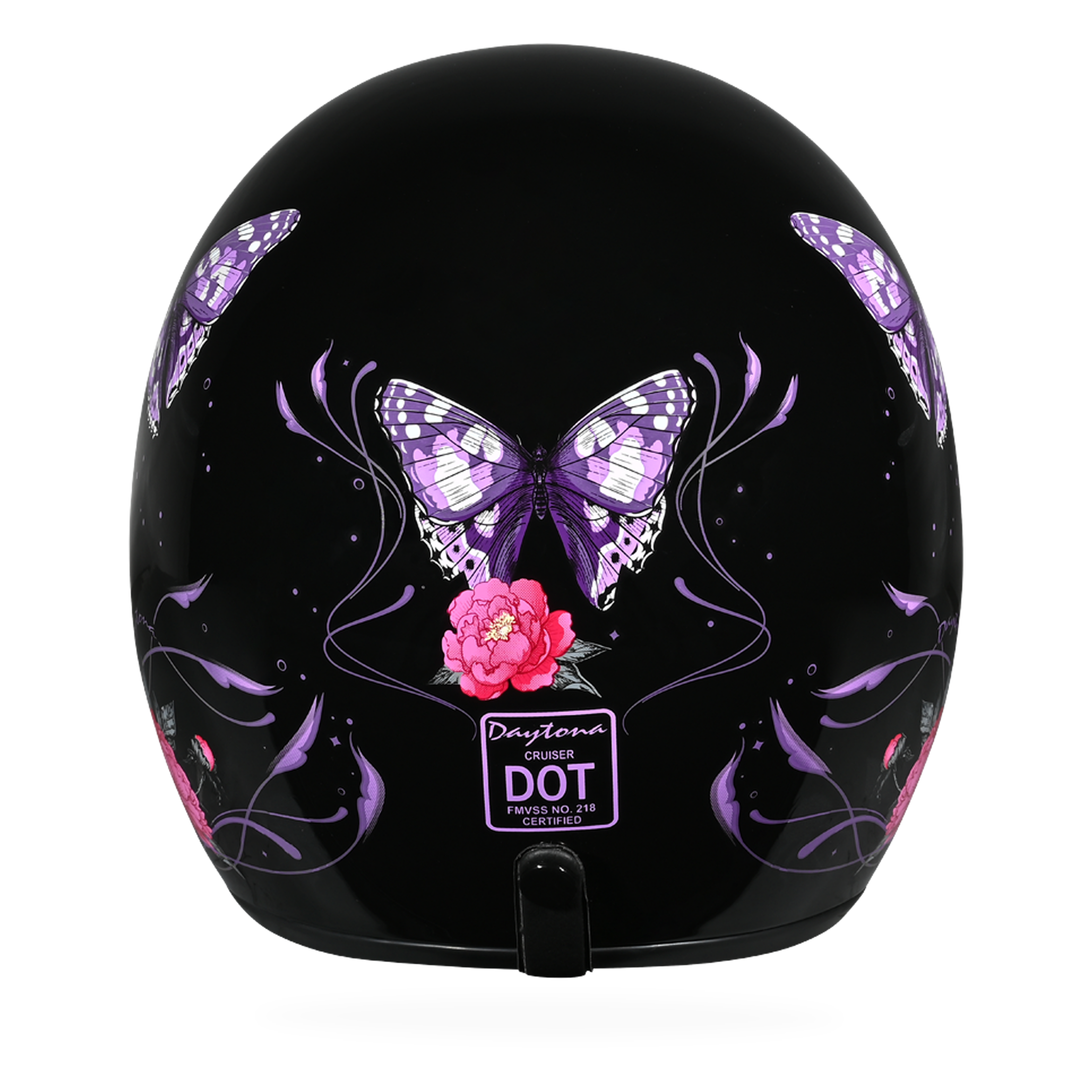 DOT Approved Daytona Cruiser Open Face Motorcycle Helmet - Men, Women & Youth - With Visor & Graphics - W/ Butterfly