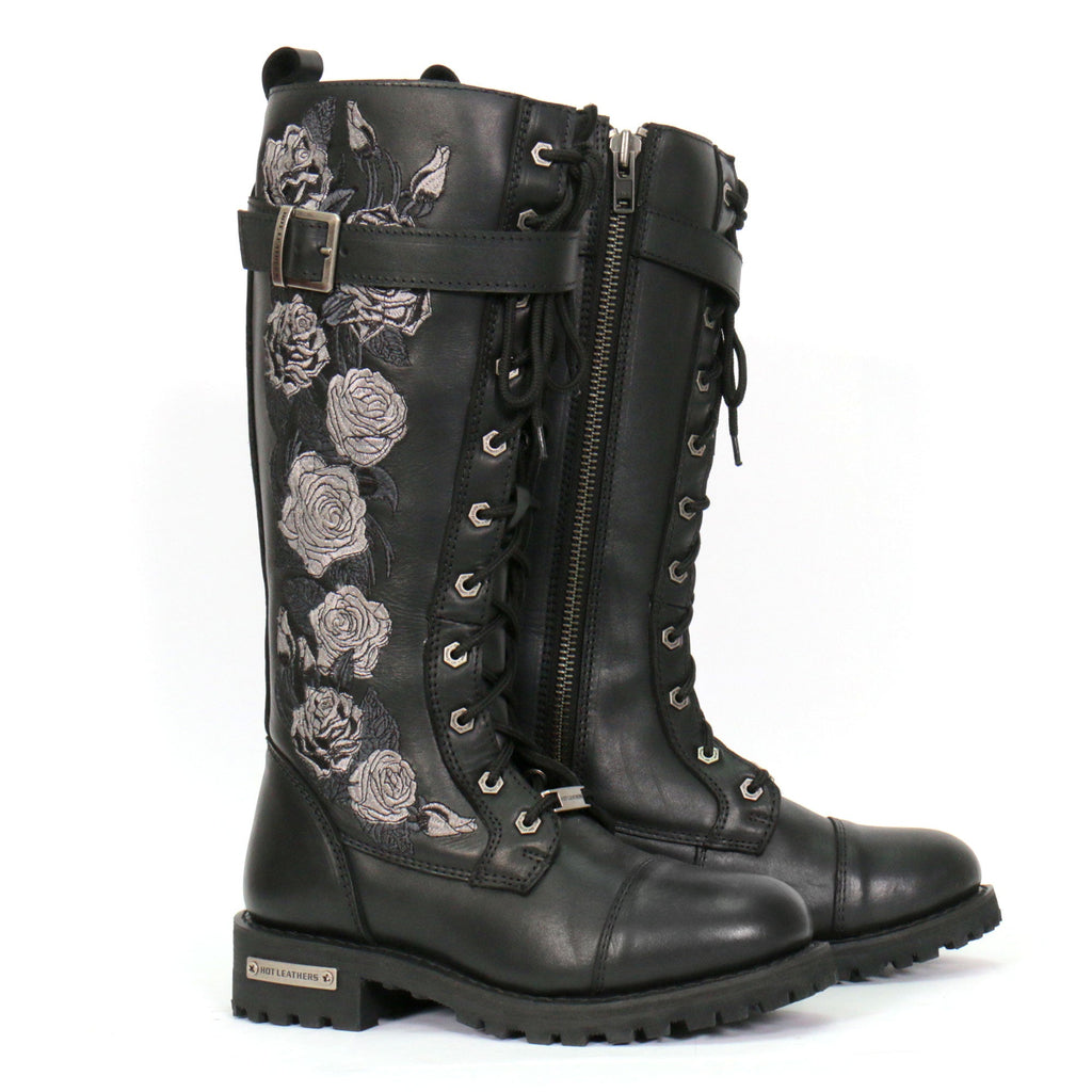 Ladies Wild Rose Black Knee-High Boots - BTL1007