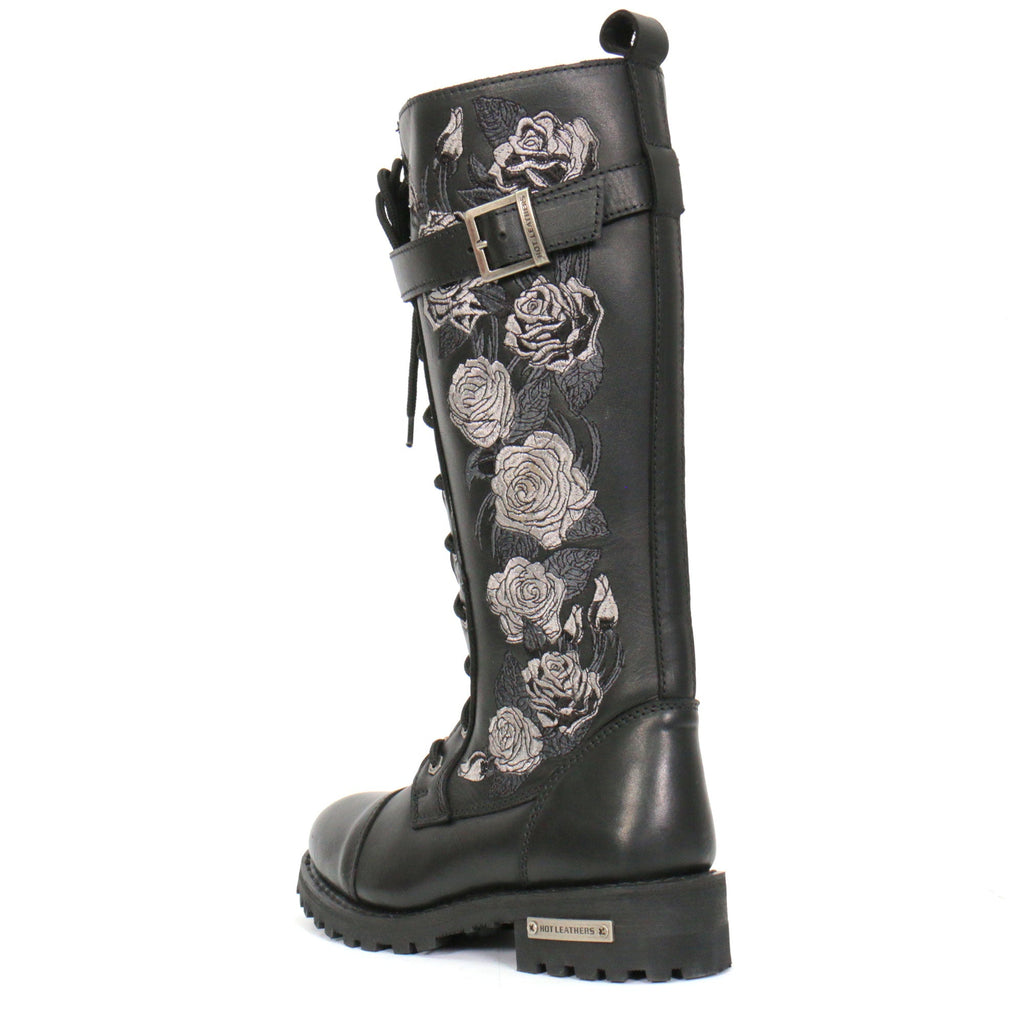 Ladies Wild Rose Black Knee-High Boots - BTL1007