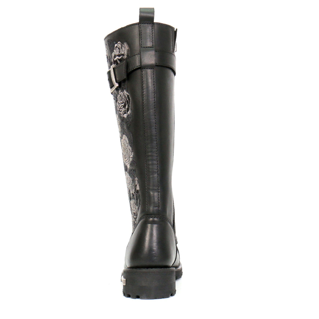 Ladies Wild Rose Black Knee-High Boots - BTL1007