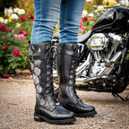 Ladies Wild Rose Black Knee-High Boots - BTL1007