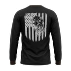 Men's Long Sleeve T-Shirt with American Eagle & Flag Print