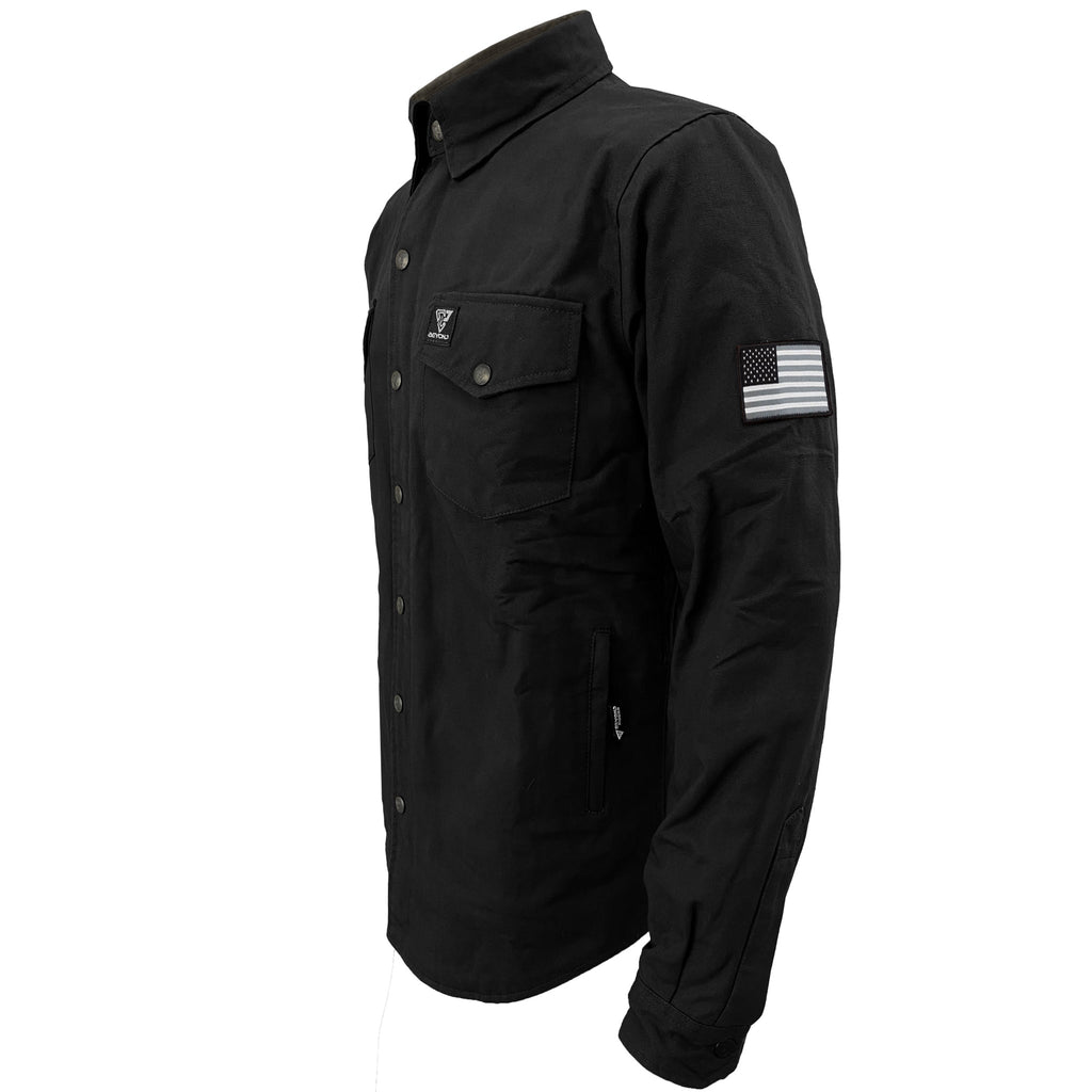 Protective Canvas Jacket for Men - Black Solid