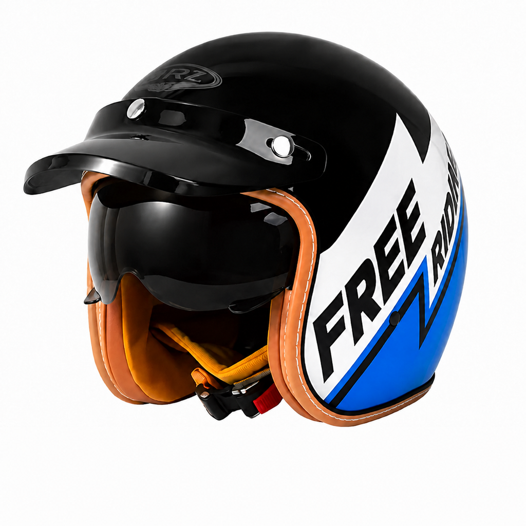 The Street King Vintage Open Face Motorcycle Helmet