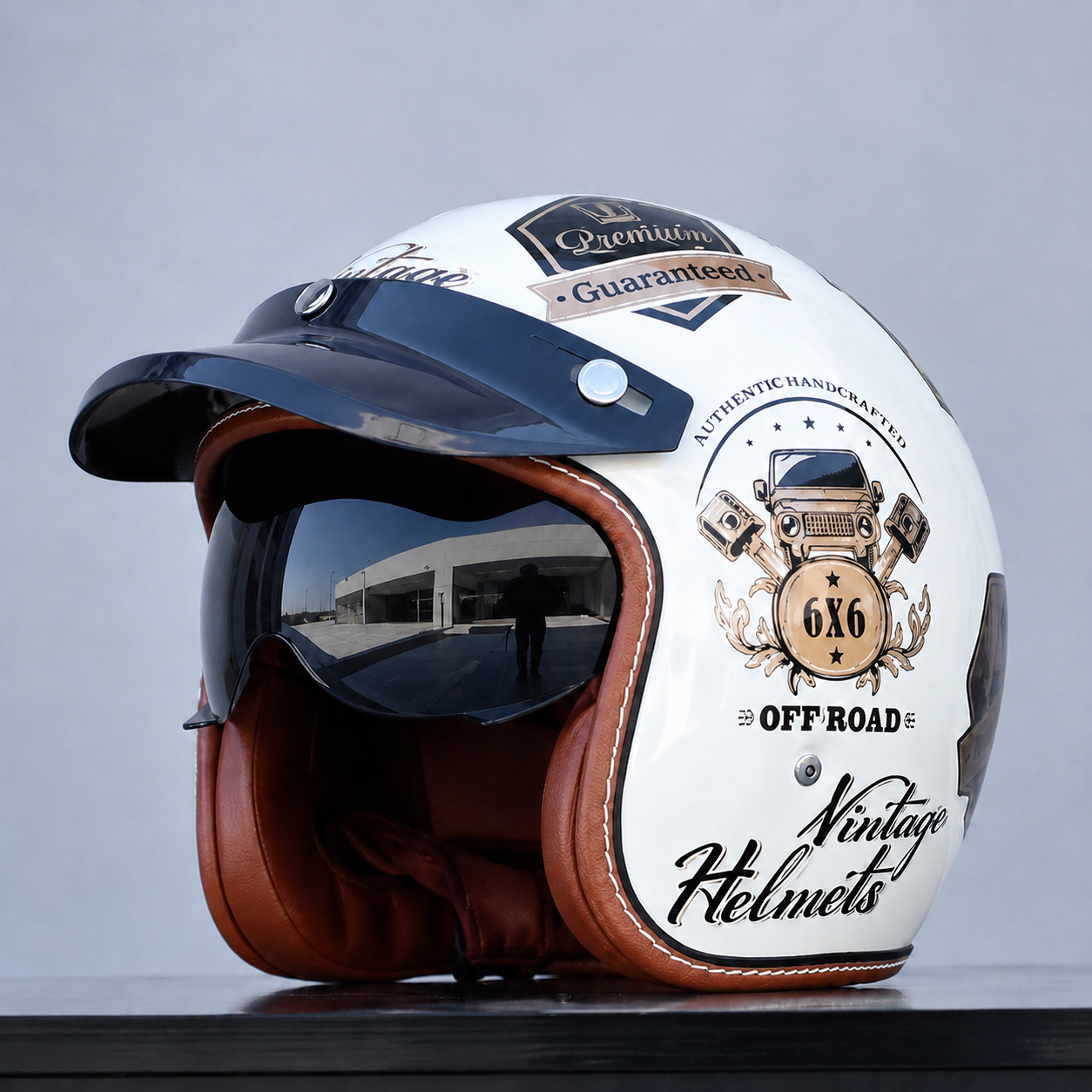 The Street King Vintage Open Face Motorcycle Helmet