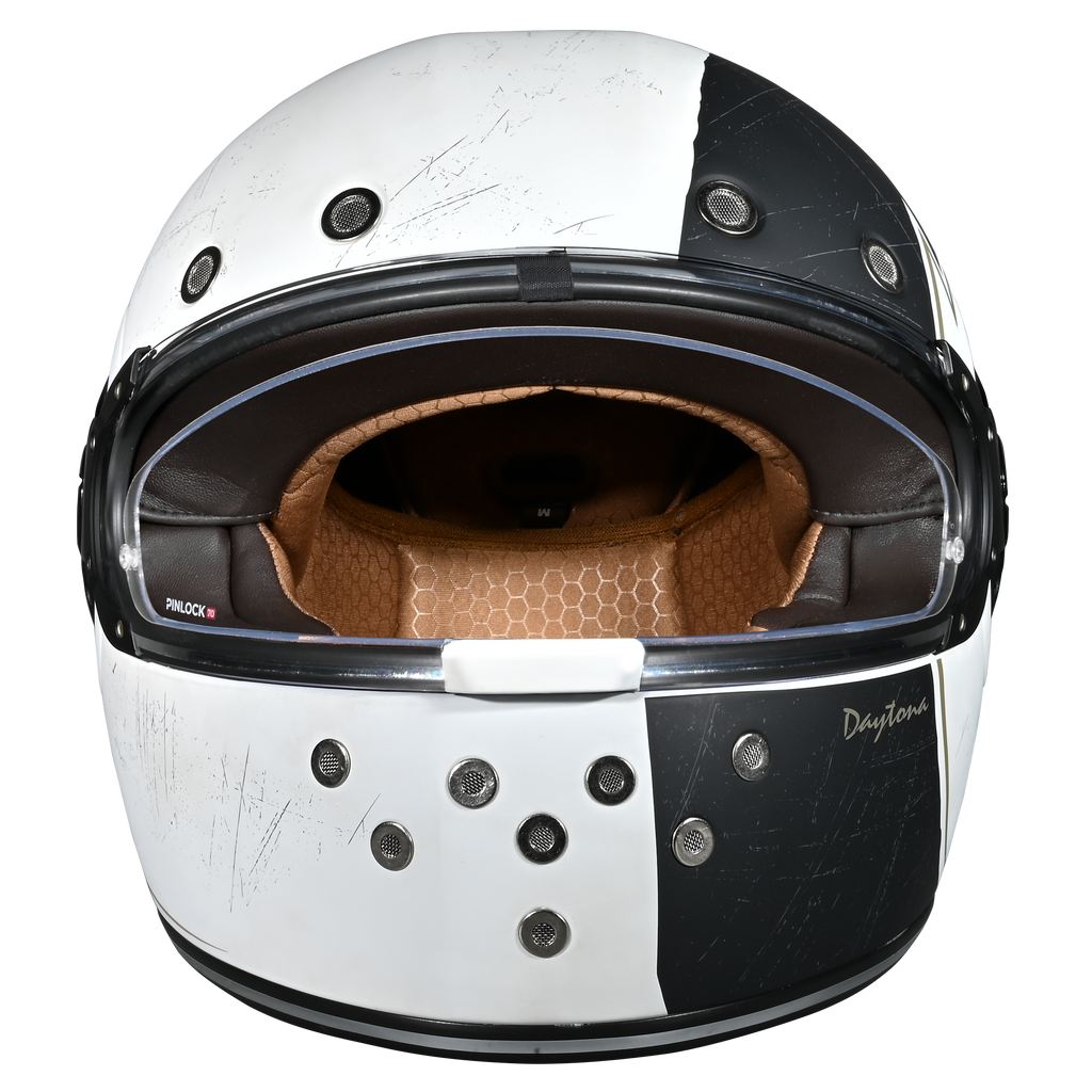D.O.T. & ECE Daytona Retro Full Face Motorcycle Helmet: Vintage Style for Men, Women, & Youth - W/ Blitz