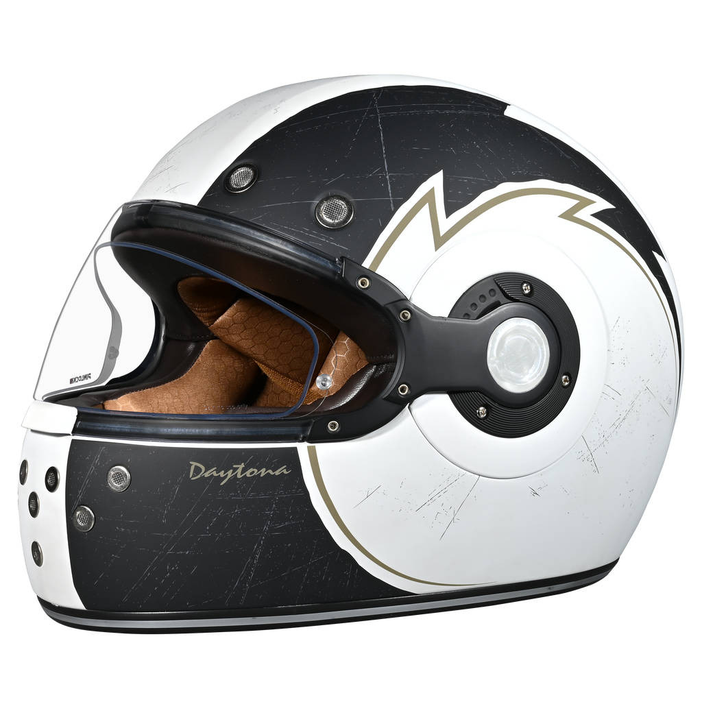 D.O.T. & ECE Daytona Retro Full Face Motorcycle Helmet: Vintage Style for Men, Women, & Youth - W/ Blitz