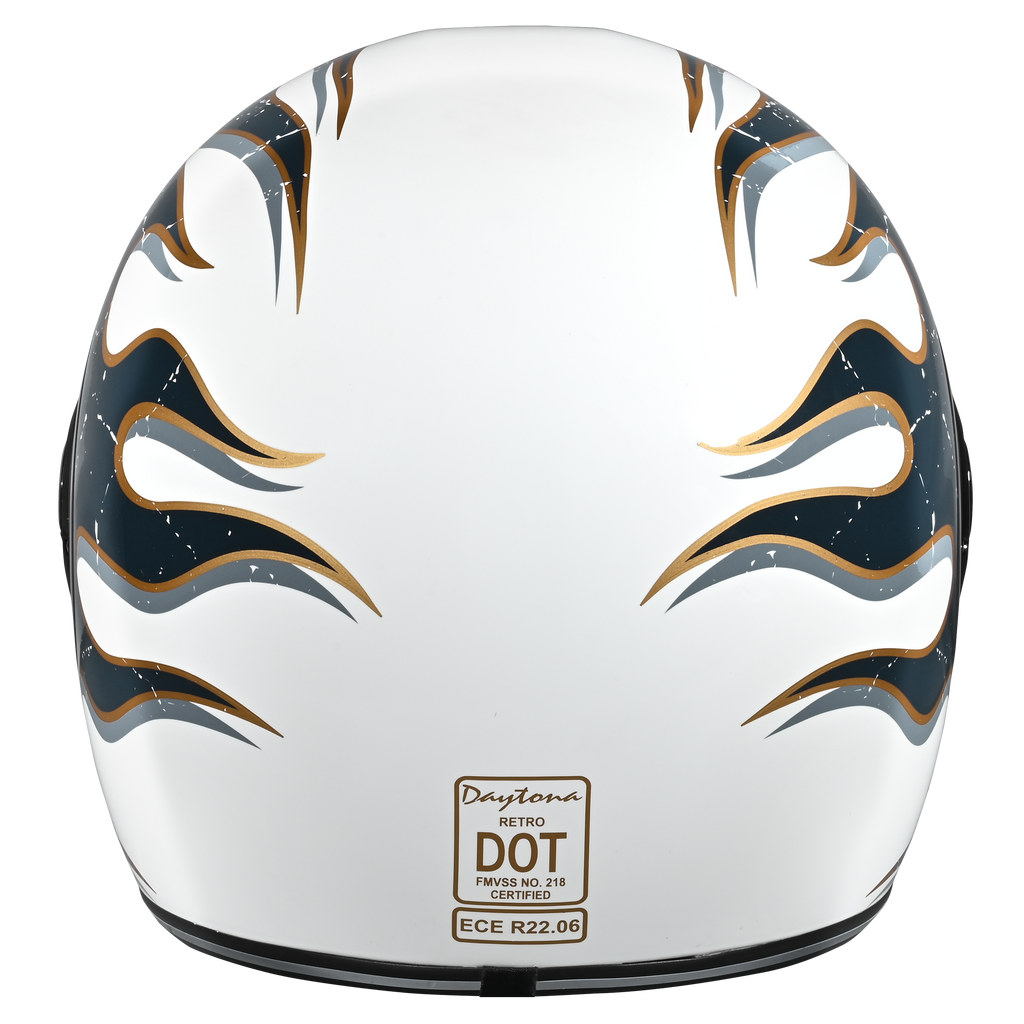 D.O.T. & ECE Daytona Retro Full Face Motorcycle Helmet: Vintage Style for Men, Women, & Youth - W/ Flames