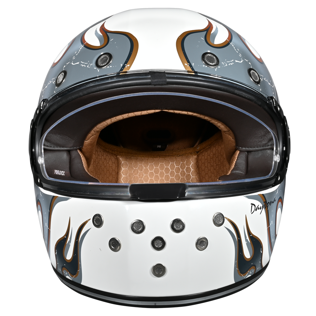 D.O.T. & ECE Daytona Retro Full Face Motorcycle Helmet: Vintage Style for Men, Women, & Youth - W/ Flames