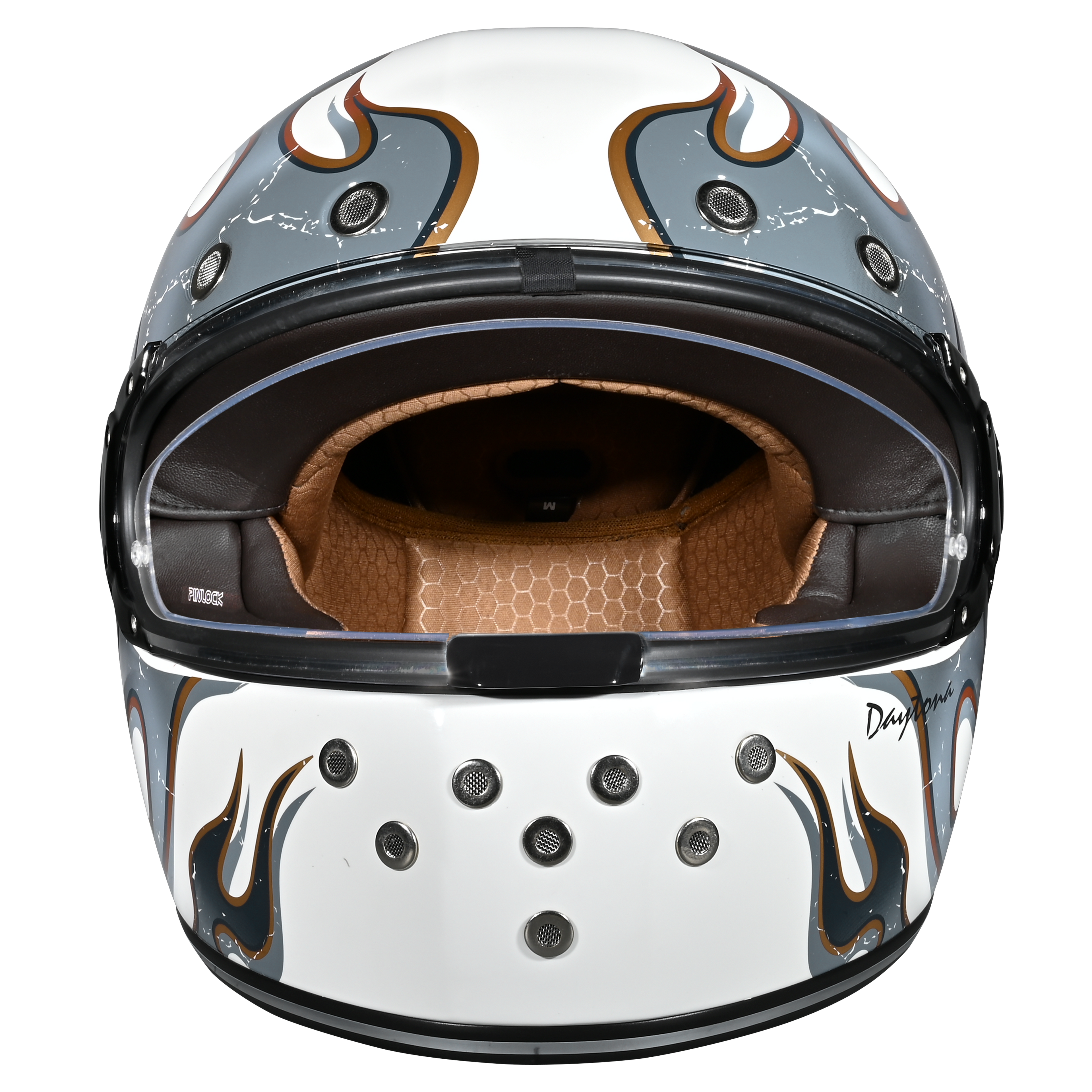 D.O.T. & ECE Daytona Retro Full Face Motorcycle Helmet: Vintage Style for Men, Women, & Youth - W/ Flames