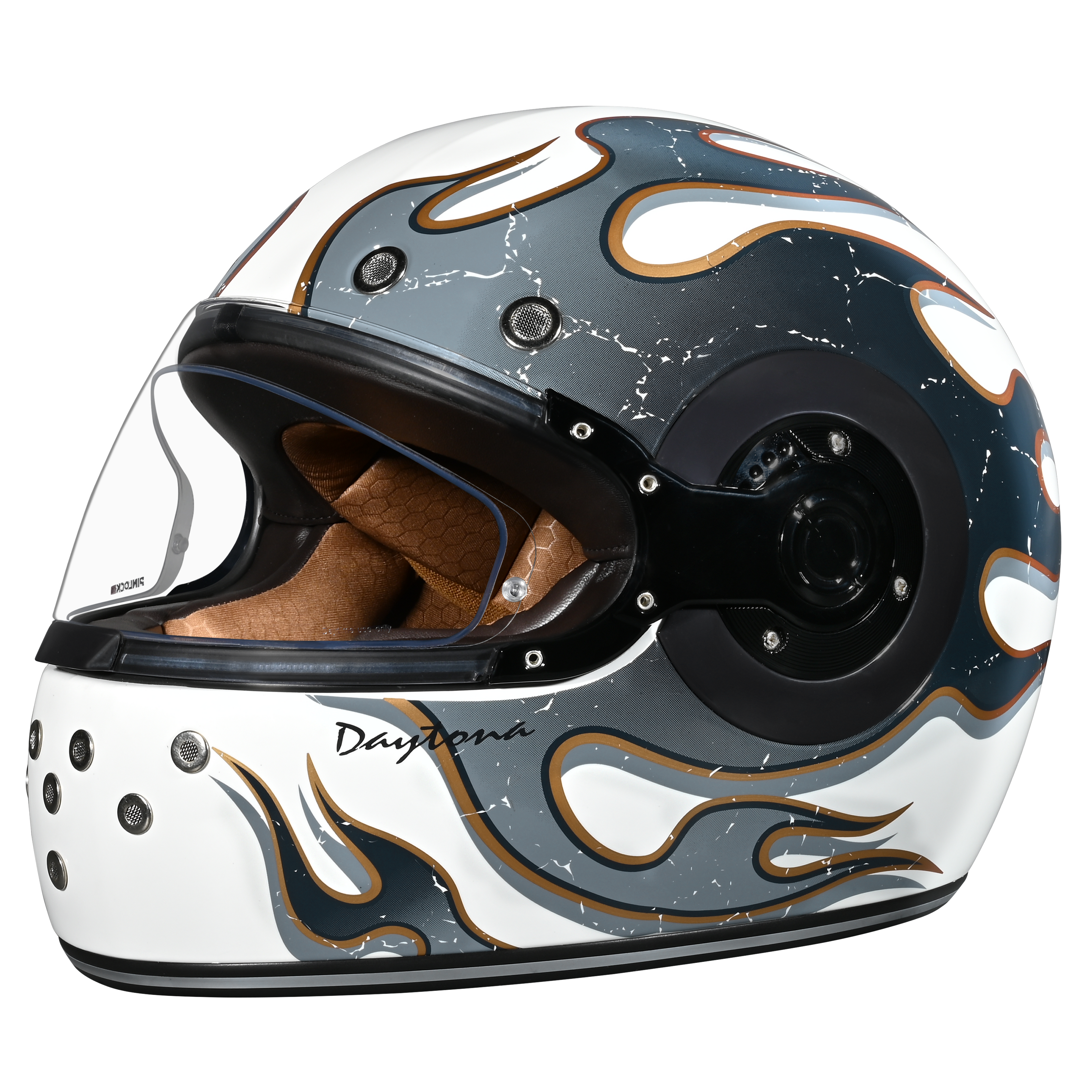 D.O.T. & ECE Daytona Retro Full Face Motorcycle Helmet: Vintage Style for Men, Women, & Youth - W/ Flames