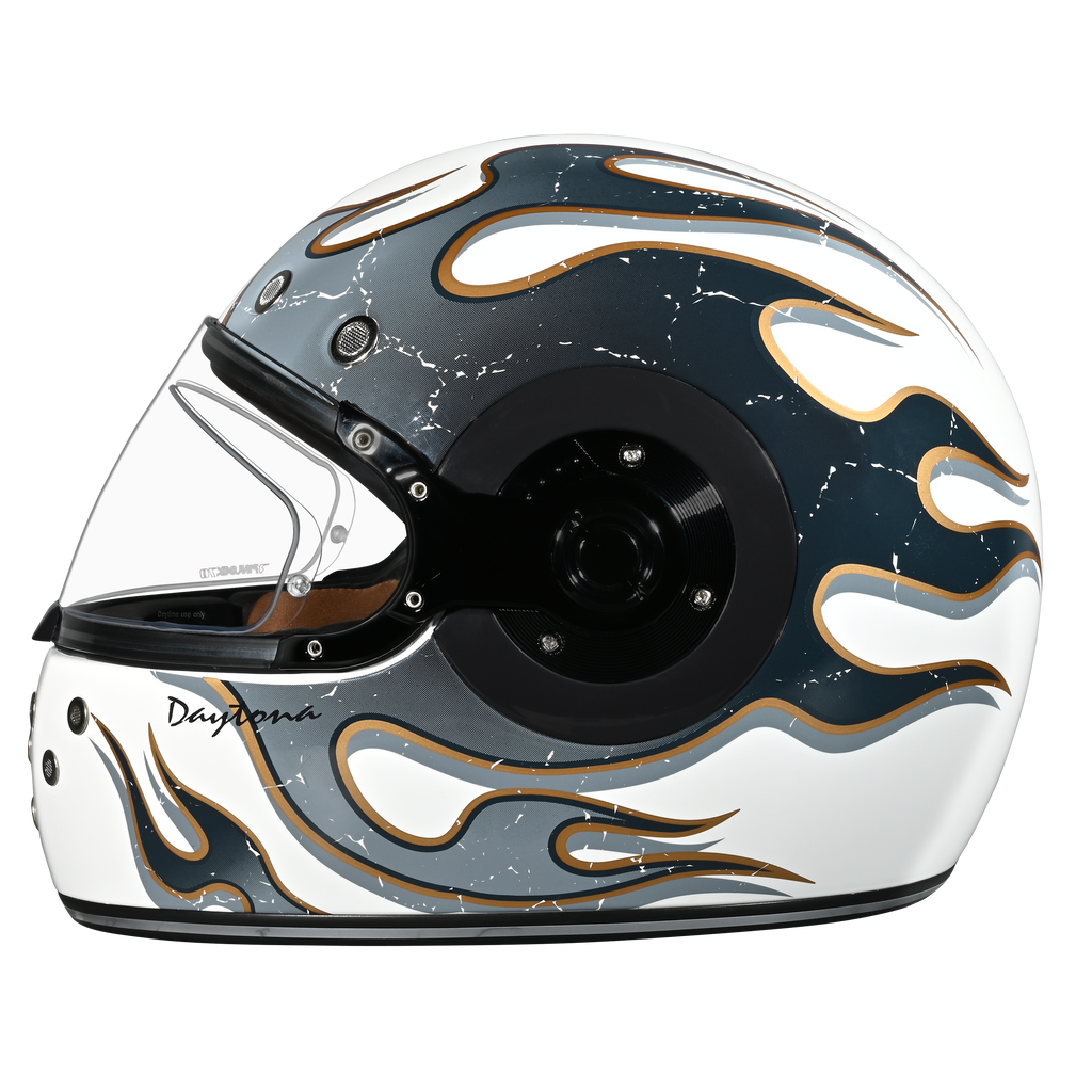 D.O.T. & ECE Daytona Retro Full Face Motorcycle Helmet: Vintage Style for Men, Women, & Youth - W/ Flames