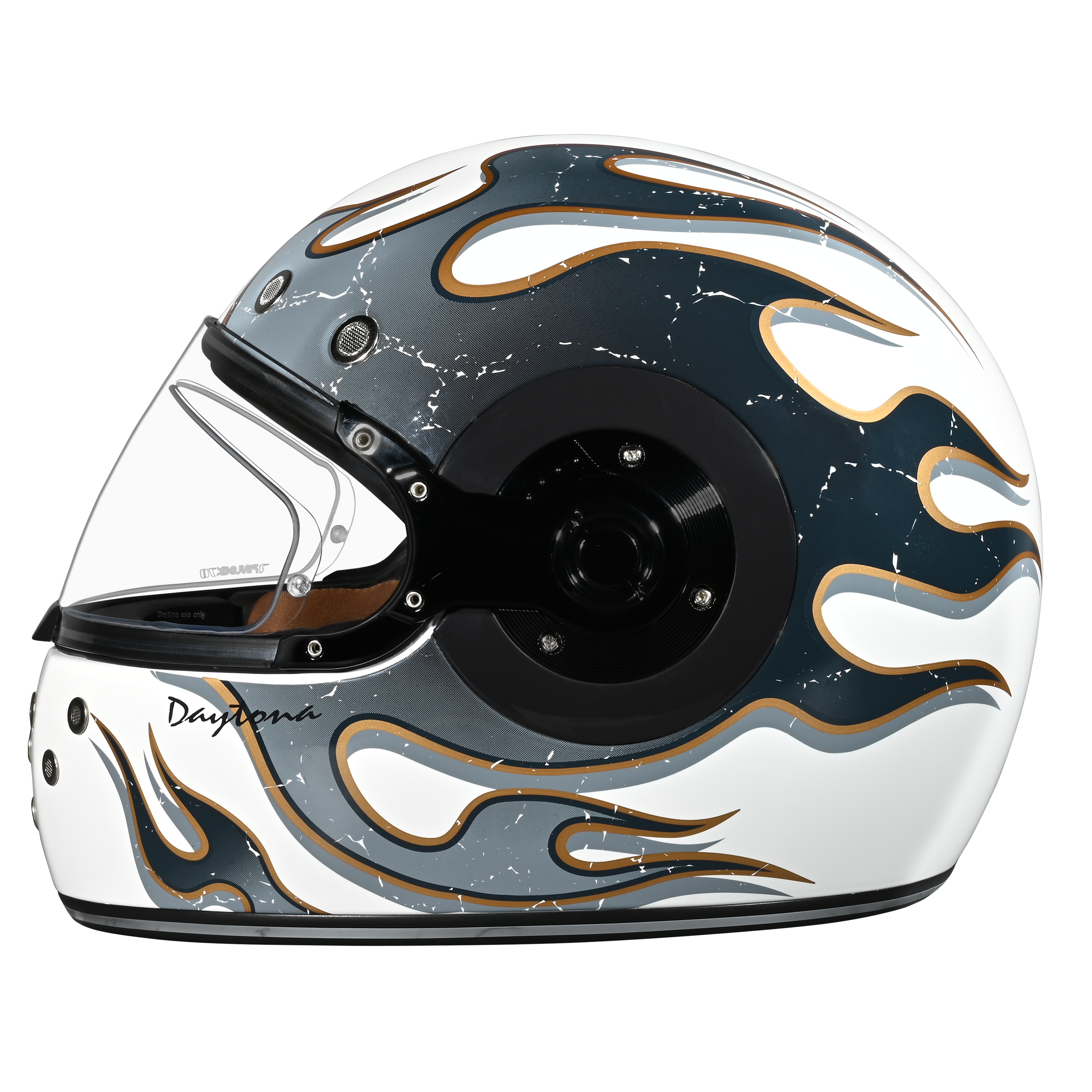 D.O.T. & ECE Daytona Retro Full Face Motorcycle Helmet: Vintage Style for Men, Women, & Youth - W/ Flames
