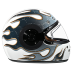 D.O.T. & ECE Daytona Retro Full Face Motorcycle Helmet: Vintage Style for Men, Women, & Youth - W/ Flames