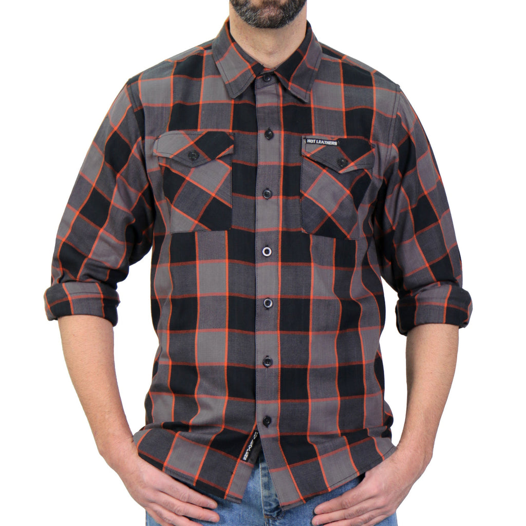 Hot Leathers Men's 'Hell Junction' Multi/Color Cotton Flannel Shirt - Button Front - Riding/Casual/ Work Wear - FLM2020