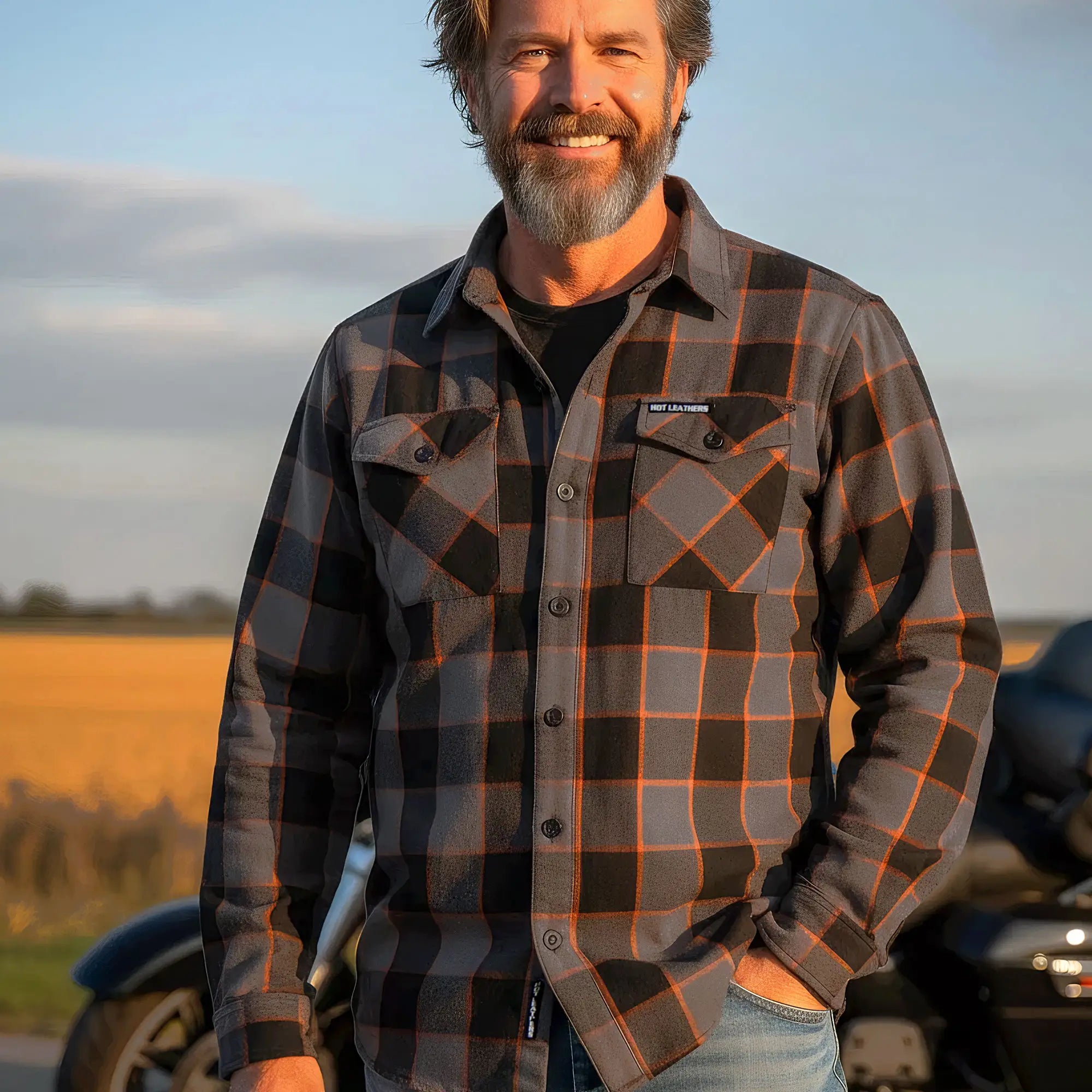 Hot Leathers Men's 'Hell Junction' Multi/Color Cotton Flannel Shirt - Button Front - Riding/Casual/ Work Wear - FLM2020