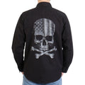 Hot Leathers Men's 'Black Flag' Black Cotton Flannel Shirt - Button Front - Riding/Casual/ Work Wear - FLM2113