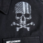 Hot Leathers Men's 'Black Flag' Black Cotton Flannel Shirt - Button Front - Riding/Casual/ Work Wear - FLM2113