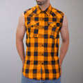 Hot Leathers Men's 'Broken Halo' Black/Orange Cotton Flannel Shirt - Button Front - Riding/Casual/ Work Wear - FLM5003