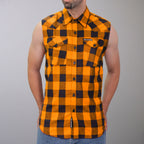 Hot Leathers Men's 'Broken Halo' Black/Orange Cotton Flannel Shirt - Button Front - Riding/Casual/ Work Wear - FLM5003