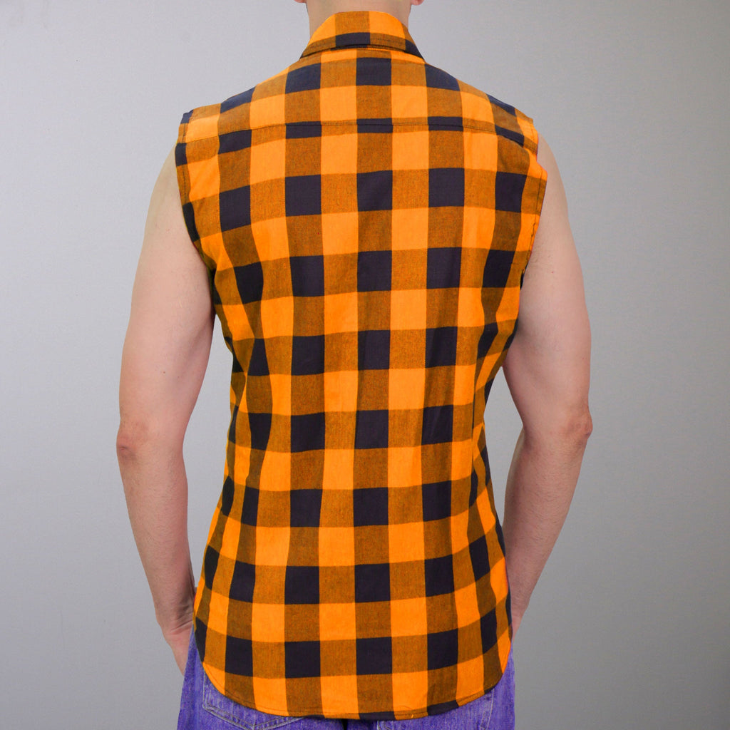 Hot Leathers Men's 'Broken Halo' Black/Orange Cotton Flannel Shirt - Button Front - Riding/Casual/ Work Wear - FLM5003