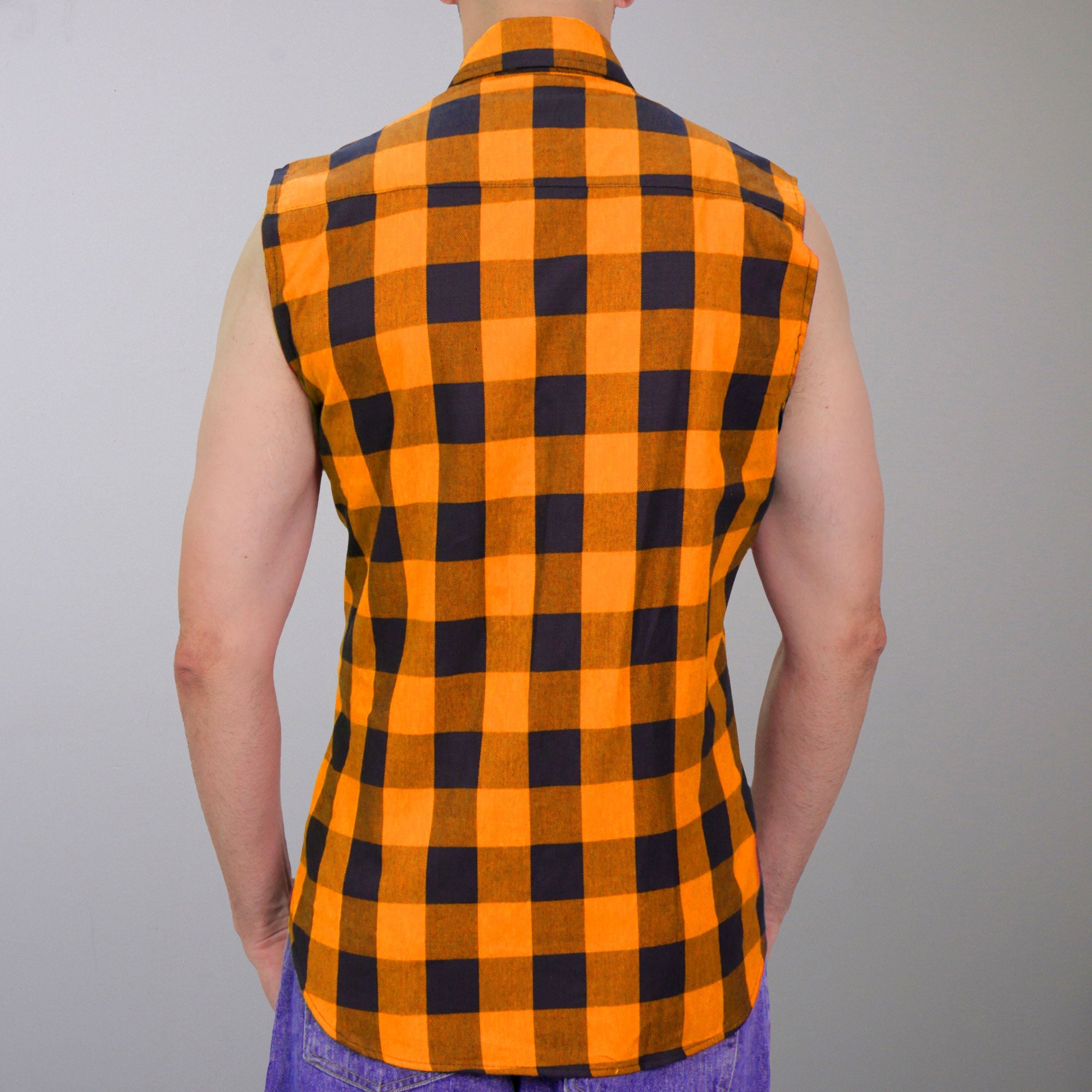 Hot Leathers Men's 'Broken Halo' Black/Orange Cotton Flannel Shirt - Button Front - Riding/Casual/ Work Wear - FLM5003