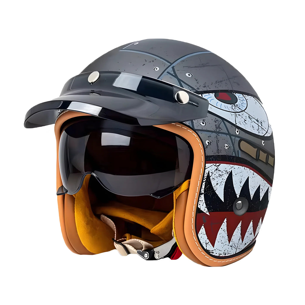 The Street King Vintage Open Face Motorcycle Helmet