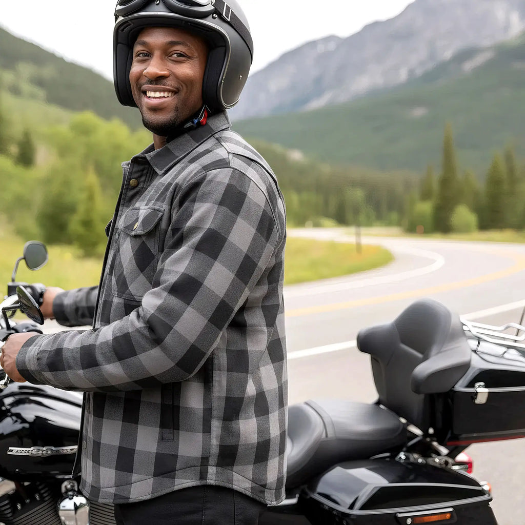 Hot Leathers Men's 'Last Stand' Gray Cotton Flannel Shirt - Button Front - Riding Protective Wear - JKM3004