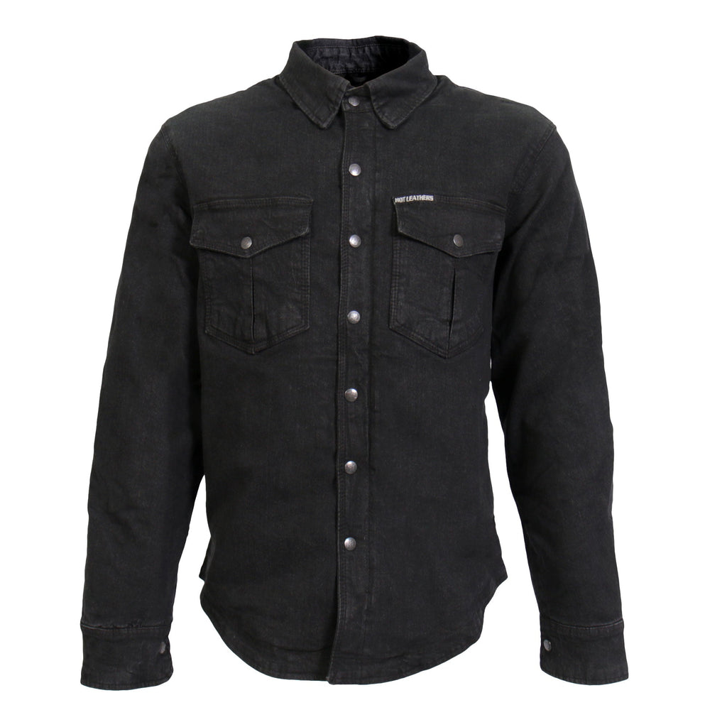Hot Leathers Men's 'Backroad' Black Cotton Flannel Shirt - Button Front - Riding Protective Wear - JKM3009