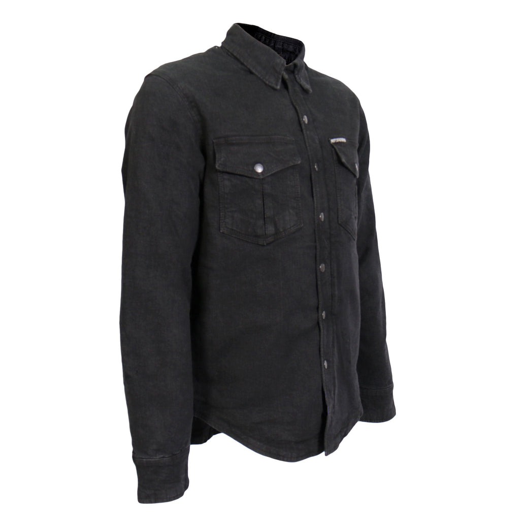 Hot Leathers Men's 'Backroad' Black Cotton Flannel Shirt - Button Front - Riding Protective Wear - JKM3009
