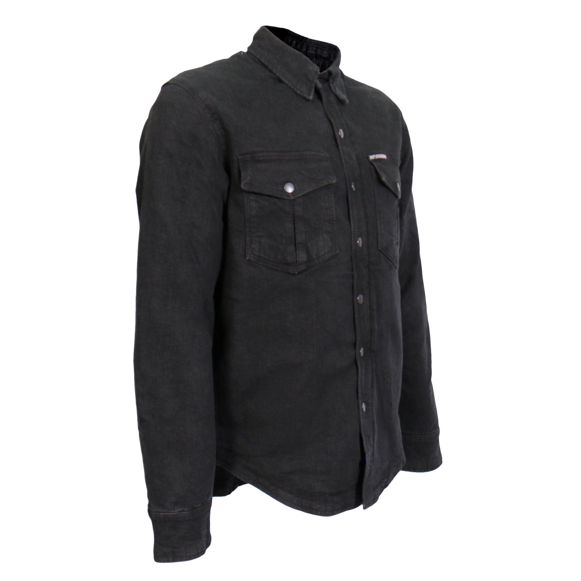 Hot Leathers Men's 'Backroad' Black Cotton Flannel Shirt - Button Front - Riding Protective Wear - JKM3009