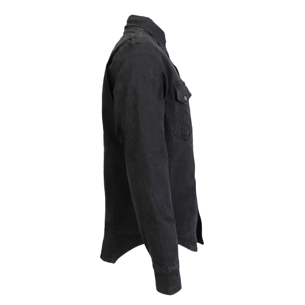 Hot Leathers Men's 'Backroad' Black Cotton Flannel Shirt - Button Front - Riding Protective Wear - JKM3009