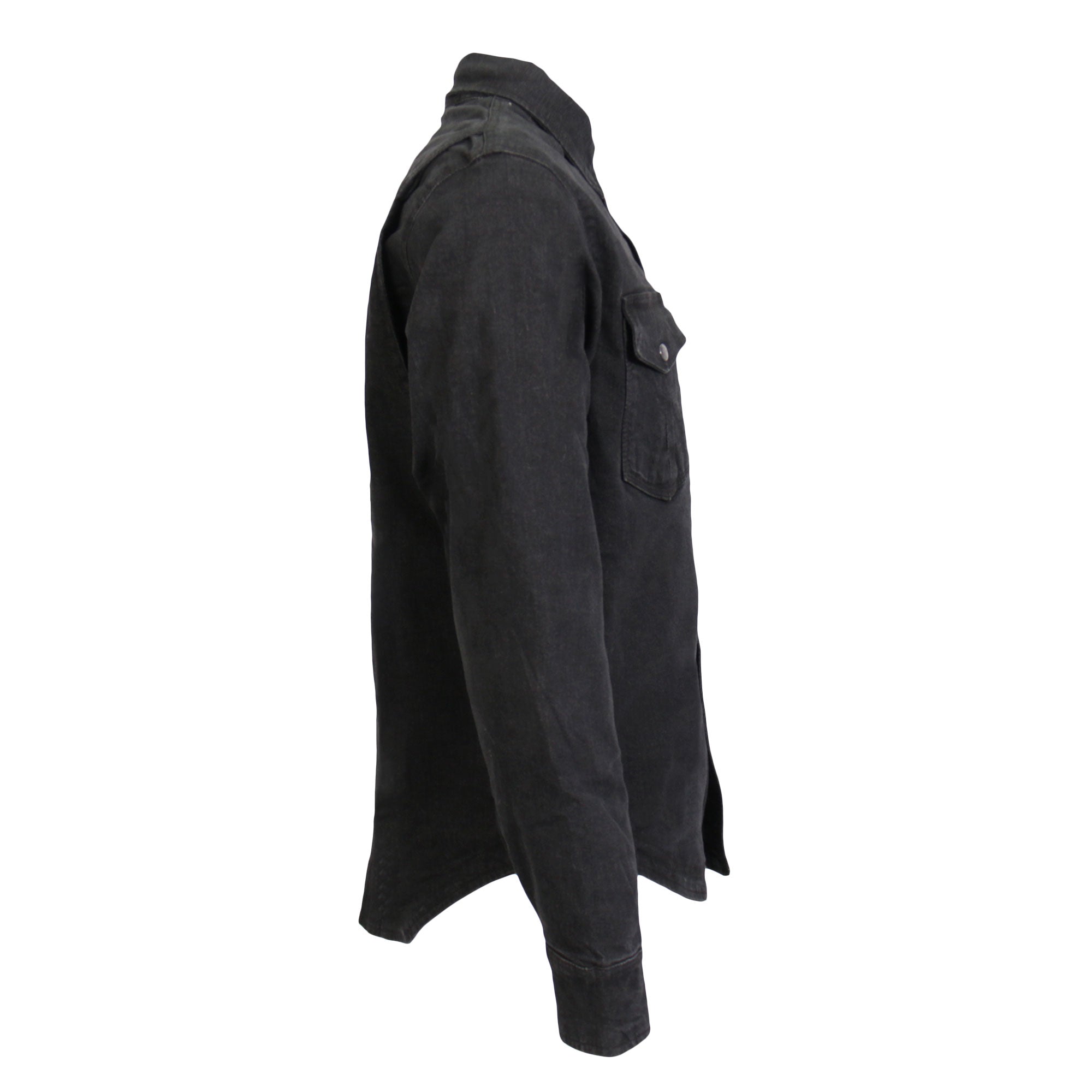 Hot Leathers Men's 'Backroad' Black Cotton Flannel Shirt - Button Front - Riding Protective Wear - JKM3009