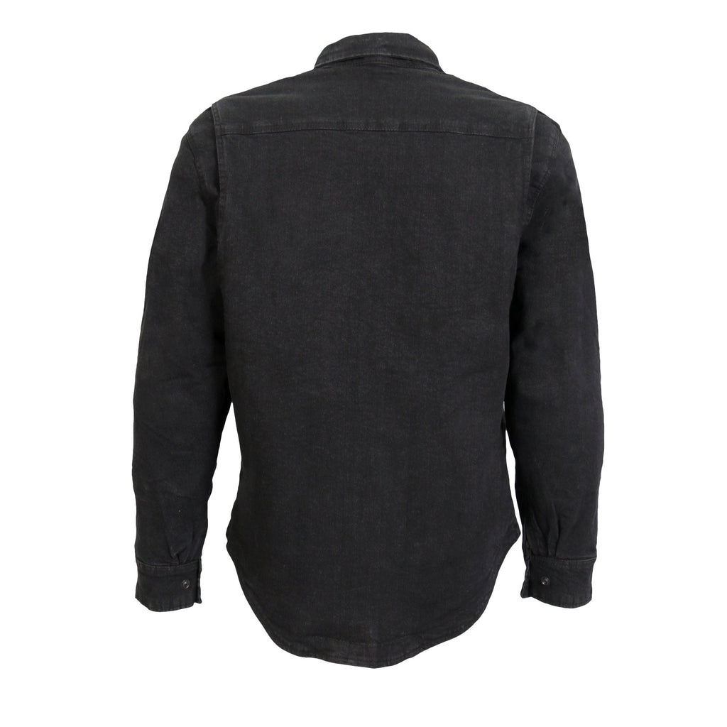 Hot Leathers Men's 'Backroad' Black Cotton Flannel Shirt - Button Front - Riding Protective Wear - JKM3009