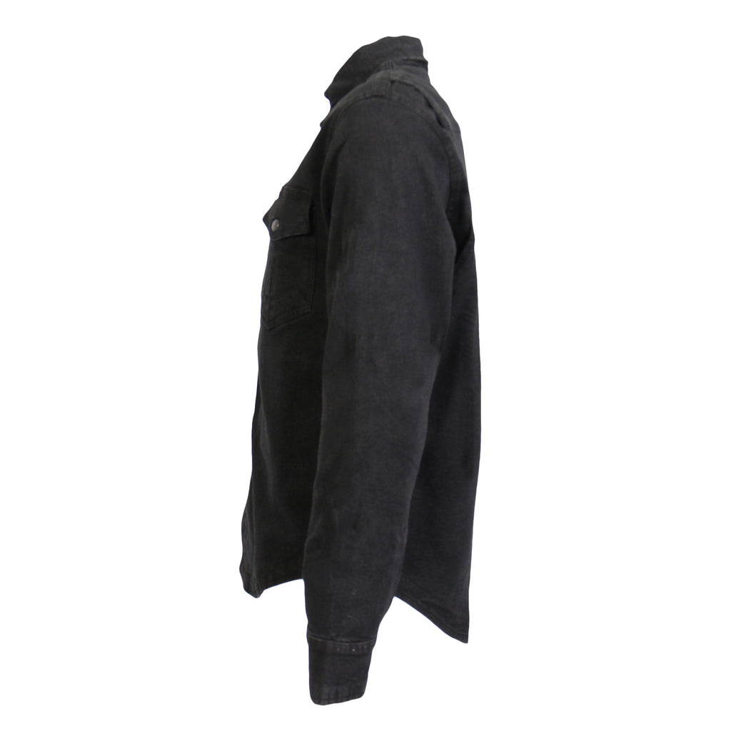 Hot Leathers Men's 'Backroad' Black Cotton Flannel Shirt - Button Front - Riding Protective Wear - JKM3009