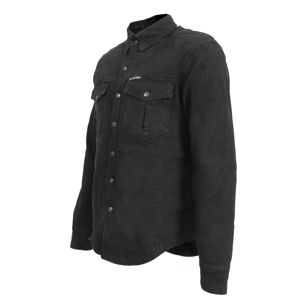 Hot Leathers Men's 'Backroad' Black Cotton Flannel Shirt - Button Front - Riding Protective Wear - JKM3009