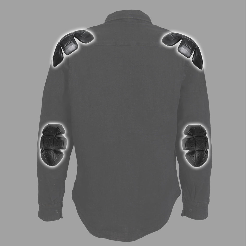 Hot Leathers Men's 'Backroad' Black Cotton Flannel Shirt - Button Front - Riding Protective Wear - JKM3009