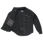Hot Leathers Men's 'Backroad' Black Cotton Flannel Shirt - Button Front - Riding Protective Wear - JKM3009