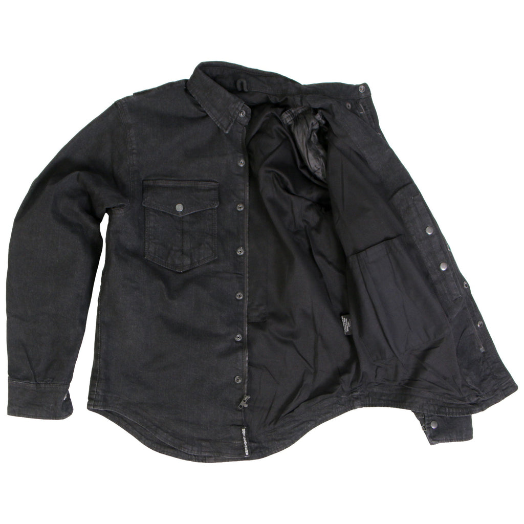 Hot Leathers Men's 'Backroad' Black Cotton Flannel Shirt - Button Front - Riding Protective Wear - JKM3009