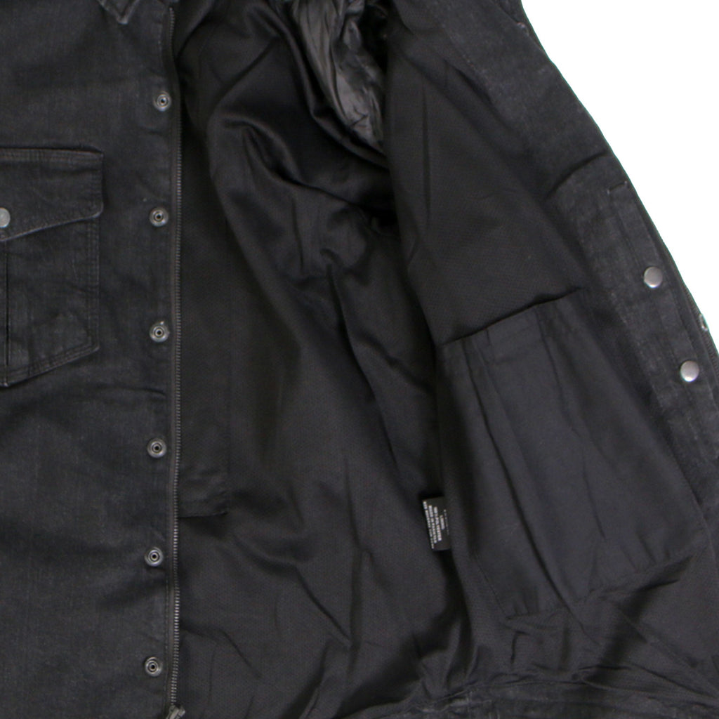 Hot Leathers Men's 'Backroad' Black Cotton Flannel Shirt - Button Front - Riding Protective Wear - JKM3009