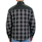 Hot Leathers Men's 'Black Flag' Gray/Black Cotton Flannel Shirt - Button Front - Riding Protective Wear - JKM3203